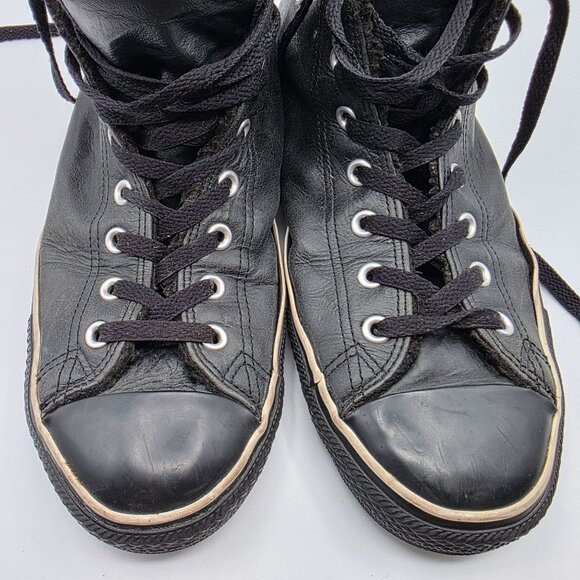 Converse All Star Leather Hi Top Mens Size 11 Black Casual Sneakers Athletic - Picture 11 of 15